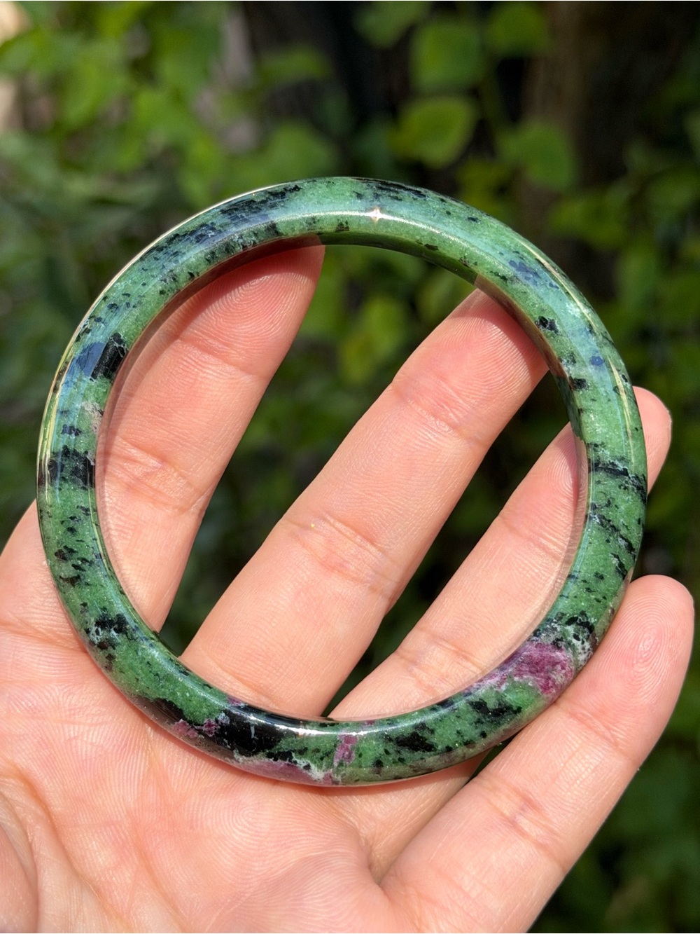 Green and Pink Gemstone Bangle Bracelet - Palo - Picture 2 of 7